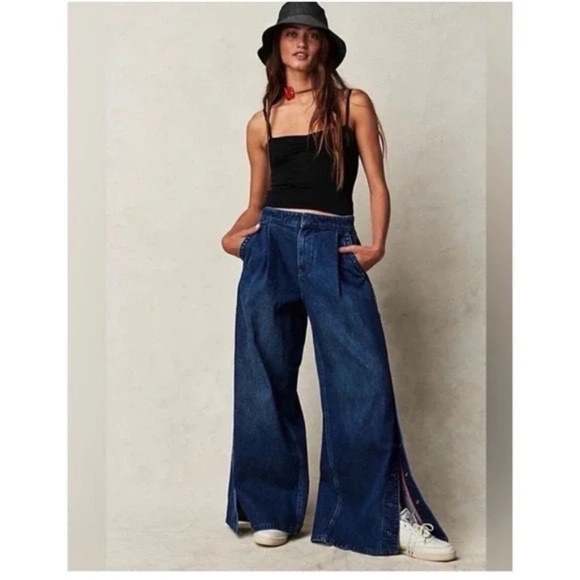 Anthropologie Blue Wide Leg Jeans - Picture 4 of 16
